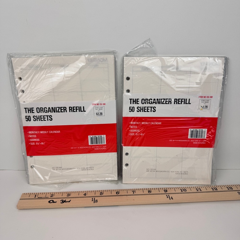 2 Pkgs Vtg FW Woolworths Organizer Refill Papers White‎ Gray Sheets READ